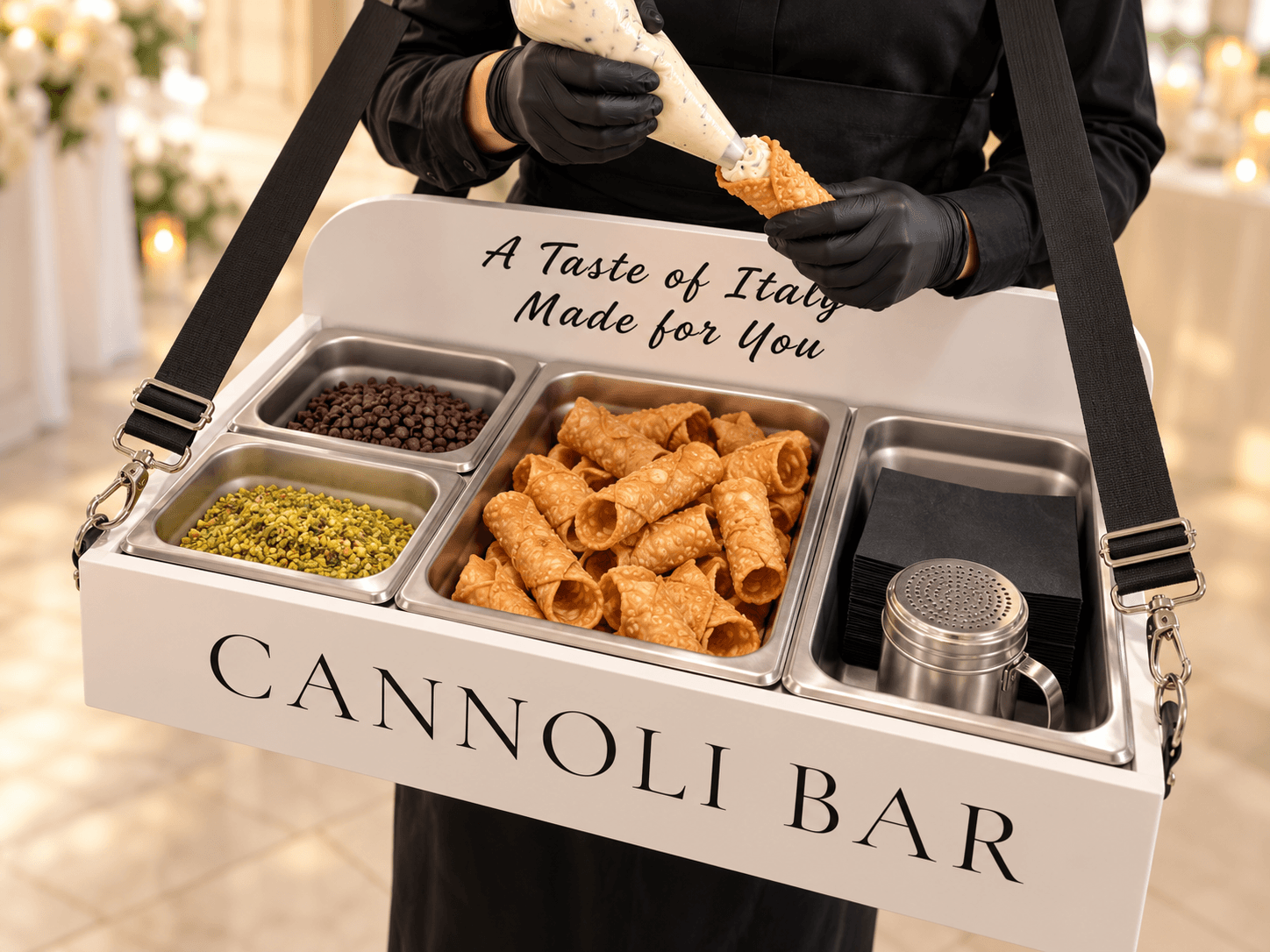Reyes Coffee & Catering cannoli mobile bar filling cannoli fresh to order
